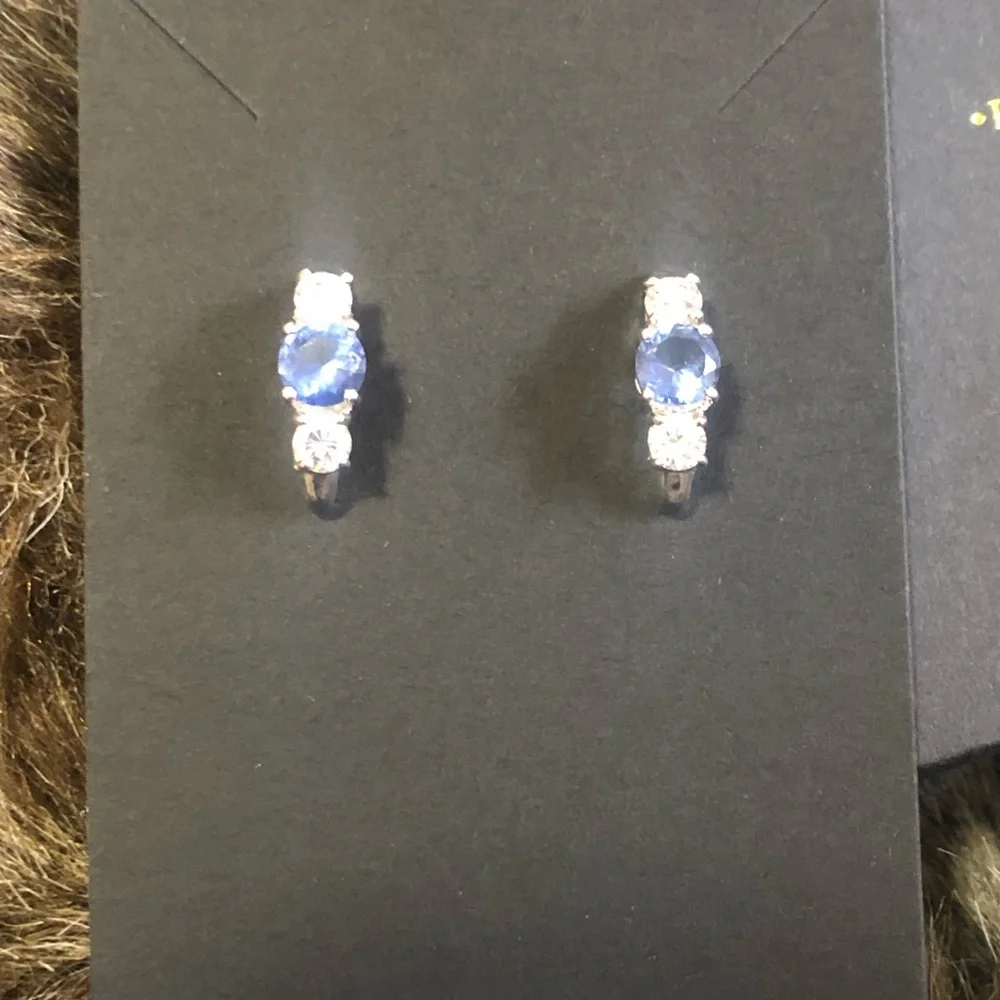 Freida Rothman triple stone half hoop sterling silver earrings NIB